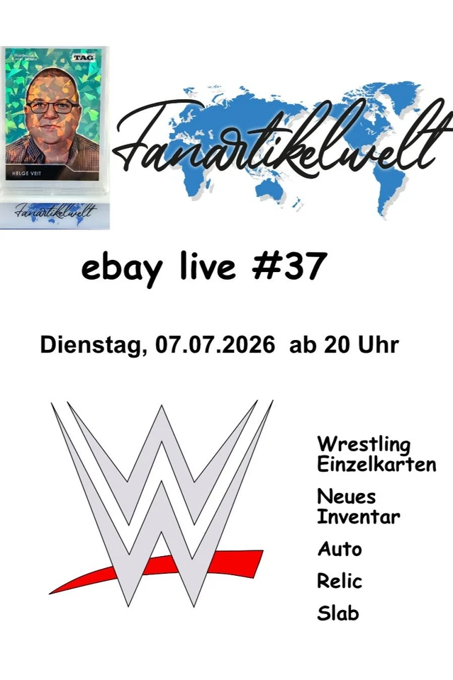 eBay Live #37  Wrestling Einzelkarten. Relics. Auto. Slab