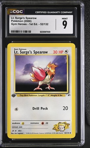 Lt. Surge's Spearow (1st Edition) graded CGC 9 for sale on eBay