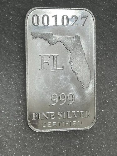 1/2 Troy Oz .999 Fine Silver Florida State Bar- Federated Mint