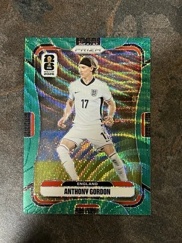 2026 Panini Prizm FIFA World Cup Soccer Anthony Gordon England Green Wave 3/5