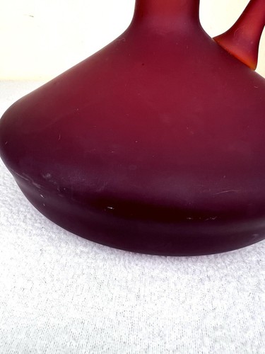 VTG Mid Century Empoli? Italian Hand Blown Red Satin Glass Pitcher Ewer 9.25" - Picture 2 of 18