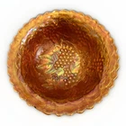 Vintage Marigold Carnival Glass Bowl With Grapevine Motifs