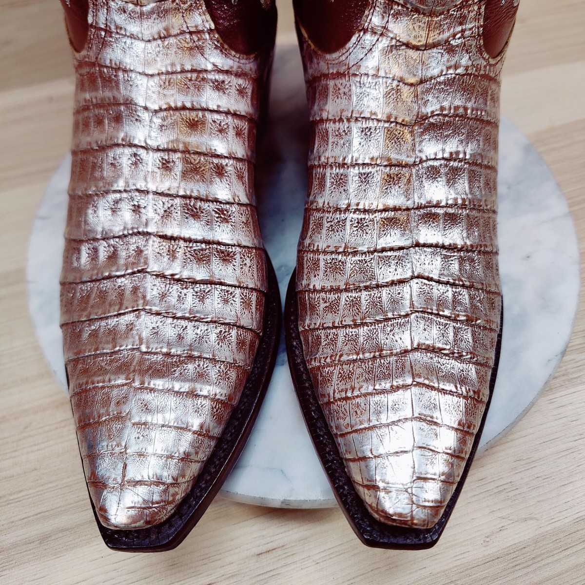 Lucchese Classics Caiman Cowboy Boots Men 7.5 / Women 9 Silver