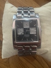 Reloj de cuarzo multifunción Armitron esfera negra pulsera SS 20/107 GP05 funcionando