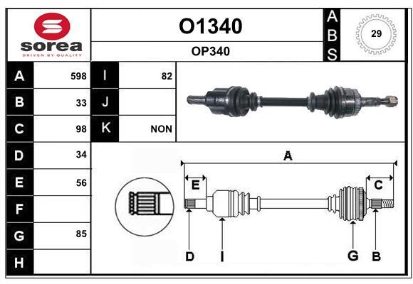 Arbre de transmission SNRA O1340 pour supprimer les claquements du train avant droit