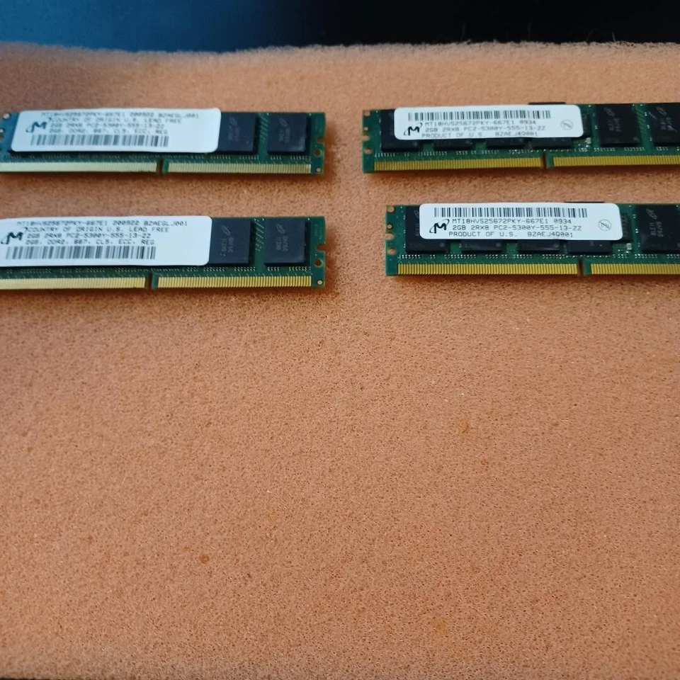 4 PCS MT18HVS25672PKY-667E1 Micron 2GB PC2-5300 667MHz ECC Reg 244-Pin Mini-DIMM - Image 2 of 2