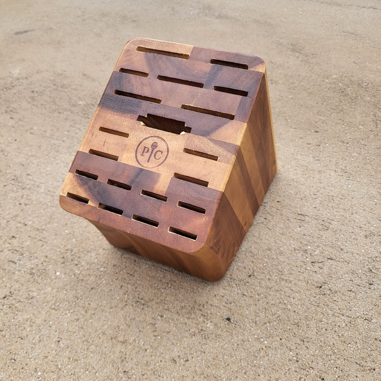 Pampered Chef Large 20 Slot Acacia Wood Knife Block Stand 1583 Good eBay