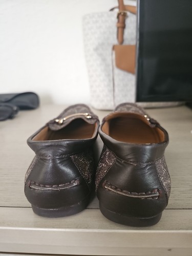 Coach Olive Loafer Signature Embossed Canvas Flat 6.5 M Black-BARK/CHESTNUT - Picture 2 of 2