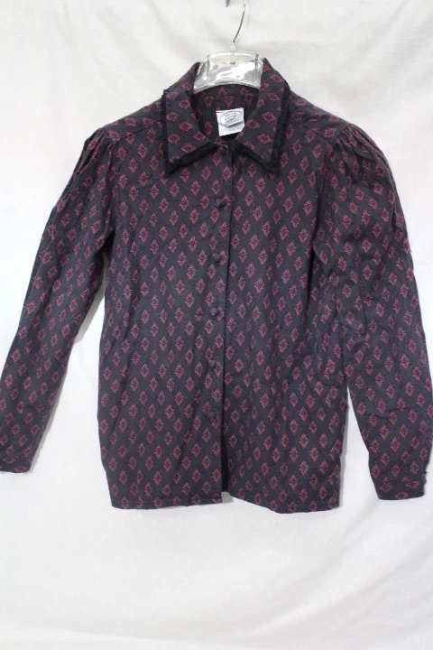 Blusa estilo "pradera" multicolor vintage LAURA ASHLEY con ribete de encaje para mujer talla 8 B52