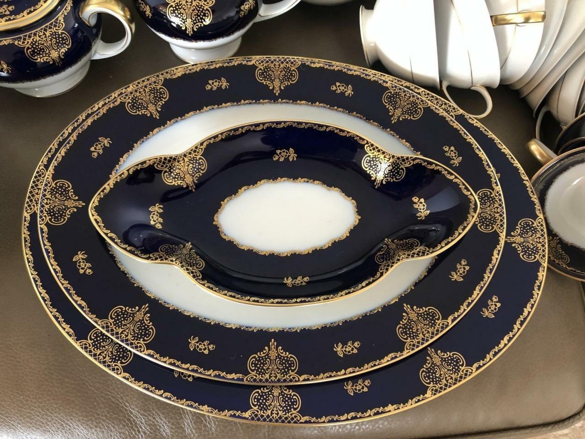 Vtg Rosenthal Germany Winifred 5282 Cobalt Blue Gold Dinnerware