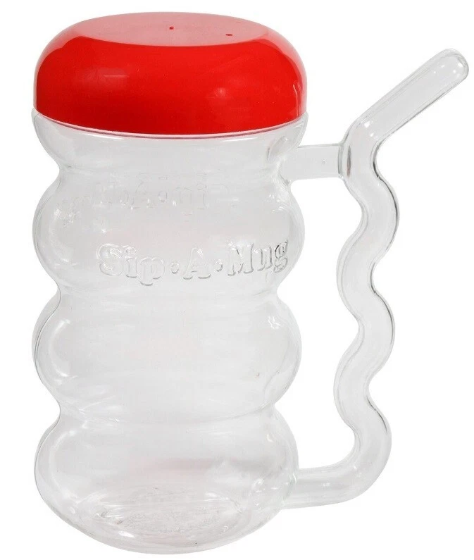 3 SET OF Plastic Sip-A-MUG with Built-In straw, 14 Oz/414 mL CLEAR WIT COLOR TOP - Image 4 of 4