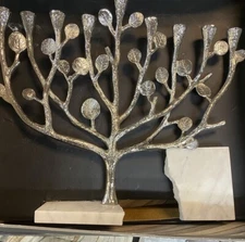 Michael Aram Botanical Leaf Menorah 112380 Damaged Broken Marble Base @