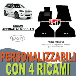 4 RICAMI EASY MOQUETTE E GOMMA 2 TAPPETINI AUTO SU MISURA PER RENAULT TWINGO