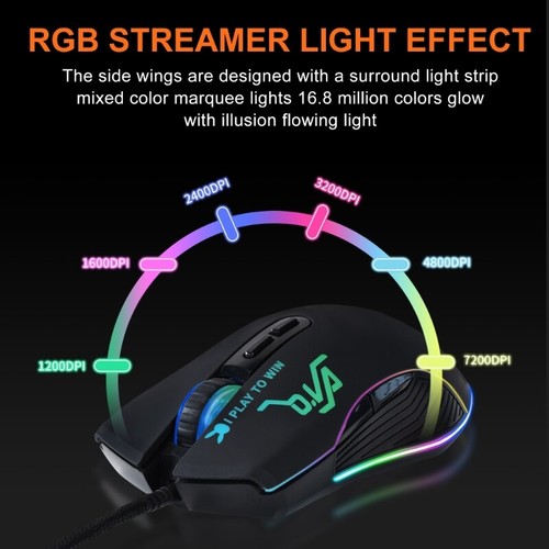 Gaming Mouse 7200DPI Optical 7 Button USB Mouse With RGB BackLight Mice Desktop - Picture 4 of 8