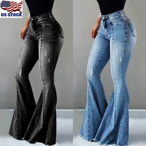 Womens-Ladies-Flare-Jeans-High-Waist-Pants-Bell-Bottom-Stretch-Denim-Trousers-US