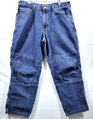 Vintage Brittania Blue Y2K Zipper Pockets Denim Jeans Pants Size 36x30