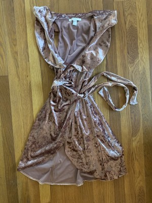 pink velvet wrap dress