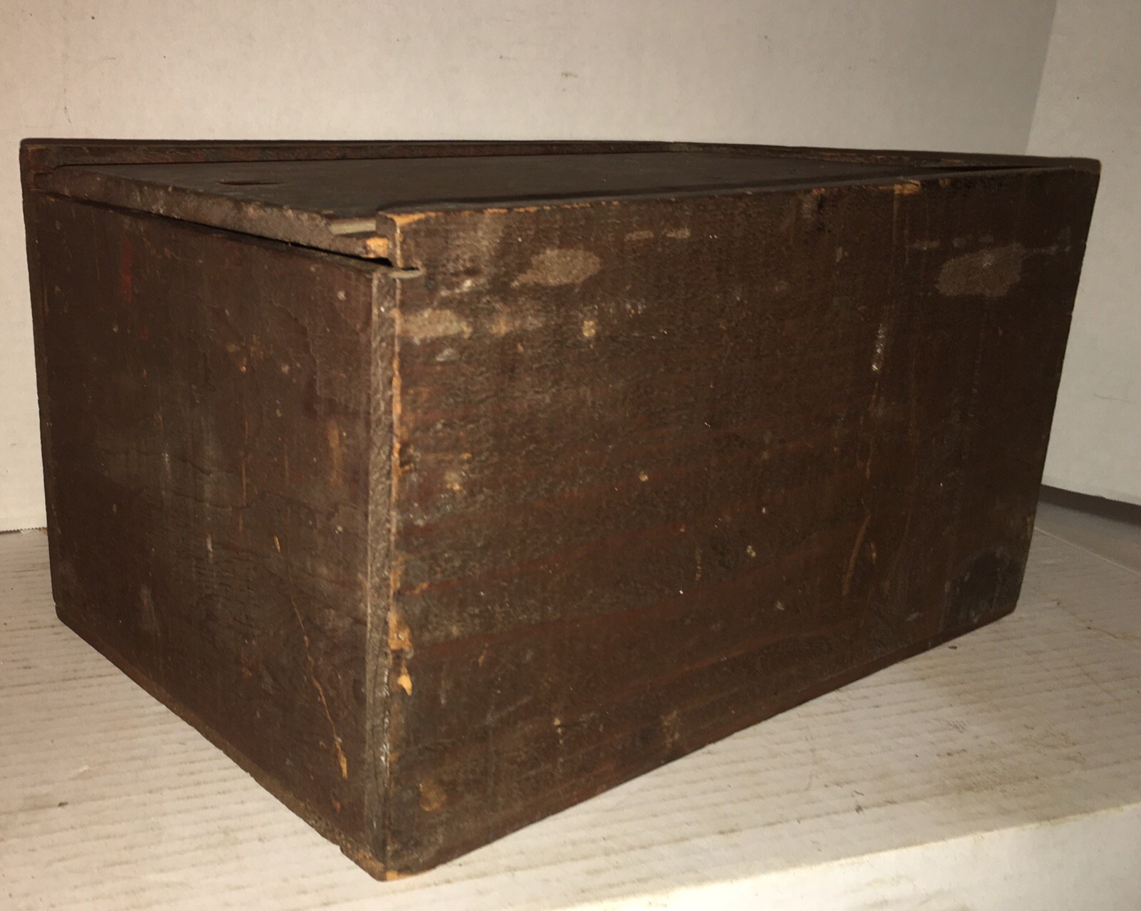 ANTIQUE SLIDE LID CANDLE Box DOCUMENT BOX OLD PAINT Dry Finish