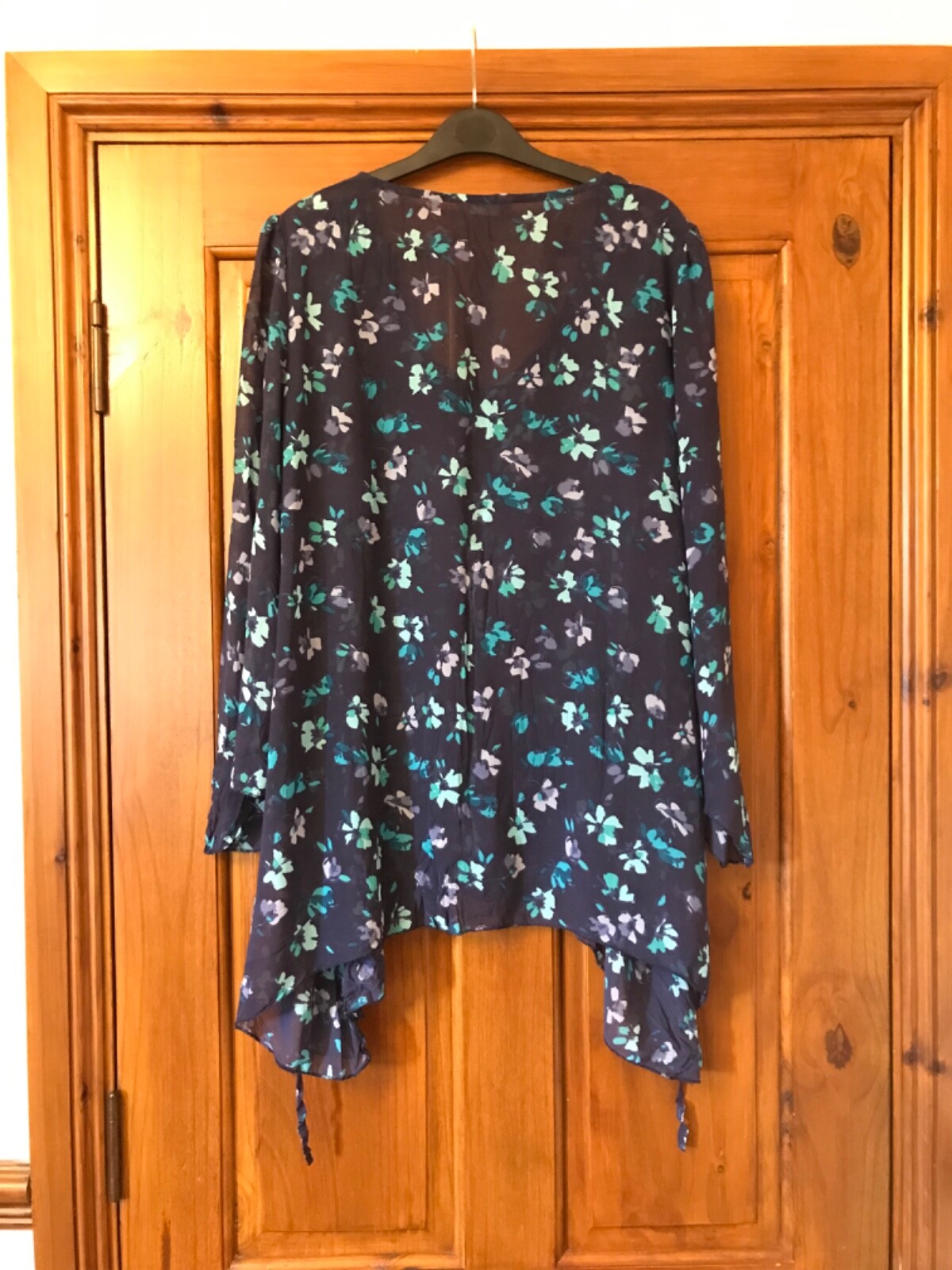 Ladies PER UNA Marks and Spencer blue tunic blouse top, 3/4 sleeves