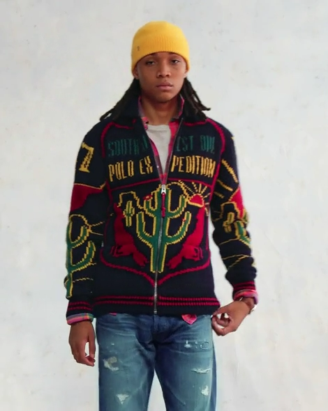 トップス 00s polo by ralph lauren swag flexwitme Polo Ralph Lauren Wool Cactus Desert Wolf Southwestern Zip Knit