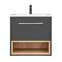 Badezimmer Waschtisch 60Cm Waschbecken Anthrazit Eiche Bad BadmöBel Modern