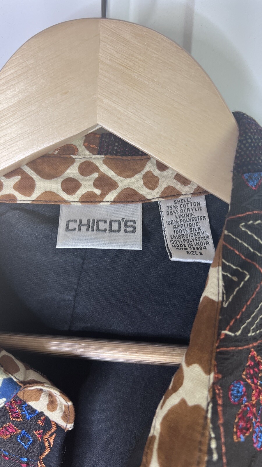 VTG Chico's Women's Blazer Jacket Sz 2 L/12 Patch… - image 7