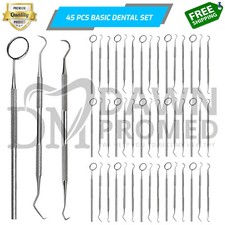 45 Pcs Basic Dental Instruments Set Mirror Explorer C. Plier Clinic German Grade