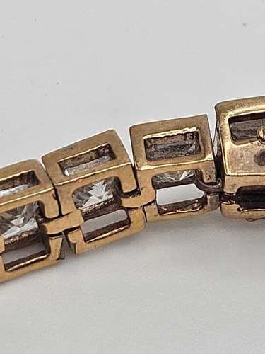 Vintage Gold Tone Clear CZ Tennis Bracelet 7" - 第 4/12 張圖片