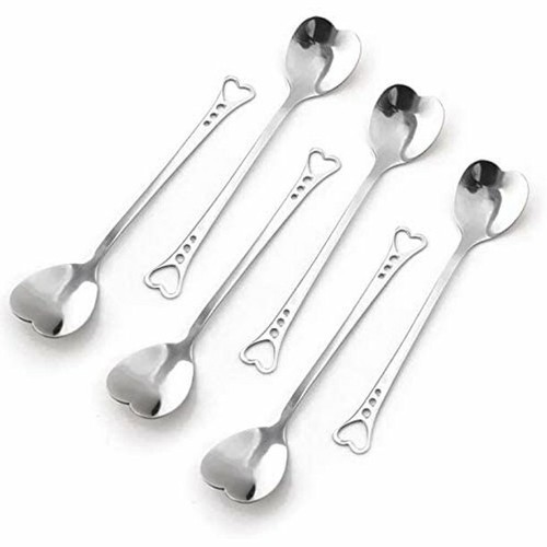 6 Kaffeelöffel Herzform Mini Löffel Teelöffel Premium Dessertlöffel Set
