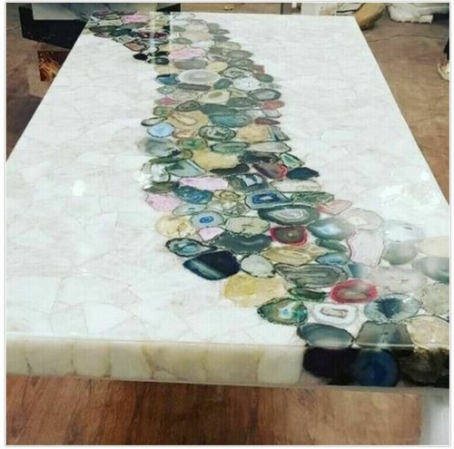3'x2' Marmor Kaffee Mitte Beistell Esstisch Platte Intarsien Achat Wohnkultur K2 - Bild 2 von 3