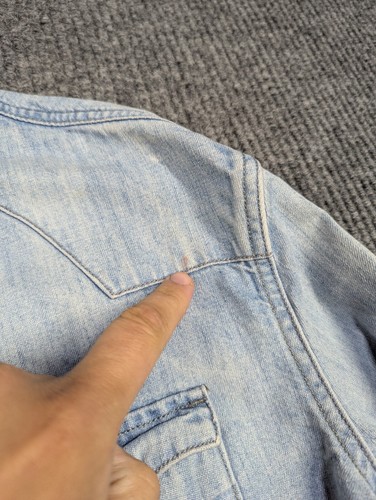 AllSaints Jacket Womens 8 M Blue Denim Cropped Denim Trucker Spring Biker Y2K - Picture 5 of 10
