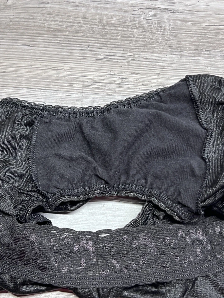 PB-2 Vintage Corte Alto Negro Sedoso Bragas Borde de Encaje Talla 8 Hanes Nylon Lencería #8 Foto 4 de 4
