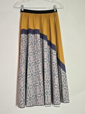 High Waisted Plaid Skirts Women Retro Pleated Mid Skirt Fashion Skirt One  Size