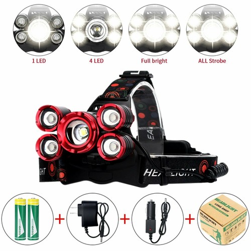 90000LM 5 Cabezales XM-L T6 LED Faro Disparo Largo Linterna Cabezal Antorcha - Imagen 14 de 19