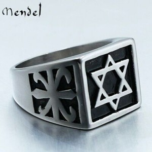 Authentic MENDEL Mens Gold Plated Hexagram Star of David Ring Size 7-15