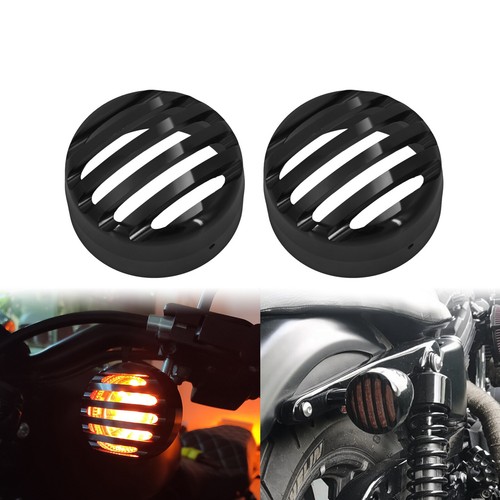 Vorne Hinten Blinker Grill Lünette Abdeckung Schwarz Für Harley Sportster XL883 - Picture 2 of 8