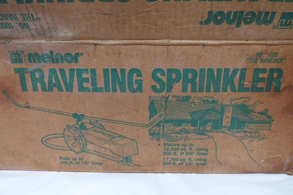 ANTIGUO ASPERSOR TRACTOR DE CÉSPED DE VIAJE DE HIERRO FUNDIDO MELNOR DE COLECCIÓN EL RANCHERO Foto 2 de 4