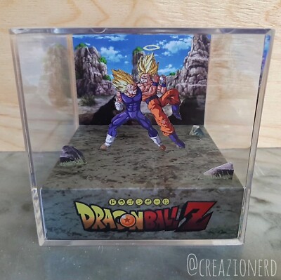 CUBE CUBE DIORAMA BIG PIXEL BOX DRAGON BALL - Majin Vegeta vs Goku - HANDMADE 