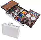145pc Silver Childrens Artists Aluminium Art Case Colouring Set Paints Pencils