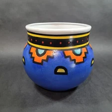 Vintage Ecco Terra Porcelain Cold Painted Planter Bowl Cachepot Southwest Style