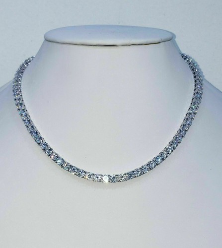 Tennis Necklace 14K White Gold Finish 