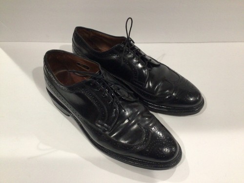 Allen Edmonds Größe 8,5 D MacNeil schwarze Leder-Derbyschuhe mit Flügelspitze und V-Stollen