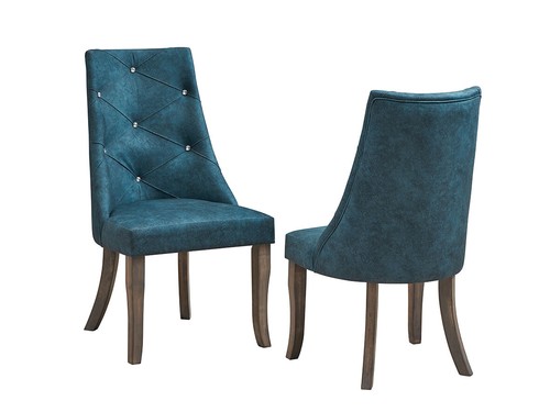 Kings Brand - Elmer 7 Piece Glass Top Dining Set, Table & 6 Chairs, Gray/Blue - Picture 3 of 5