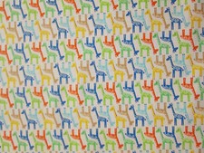 GIRAFFE MINI GIRAFFES COLORS WHITE COTTON FLANNEL FABRIC BTHY