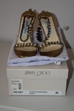Jimmy Choo Kat Dk Gold Laminated Nappa Women s Heels Size 36