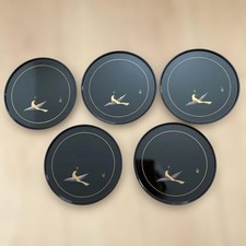 Japanese Urushi Lacquer Dessert Plates Set of Five Wagashi Dish Unused