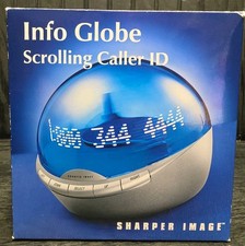NEW in BOX Vintage Sharper Image Infoglobe Digital Caller ID BLUE 2004