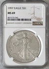 1997 American Silver Eagle Coin MS 69 NGC MS69 1 Troy Oz .999 Fine Bullion #042