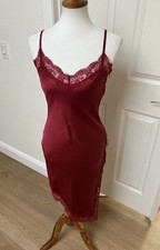 Forever 21 Women’s Size S Dress Lace Trim Slip Midi zip up adjustable strap NWT