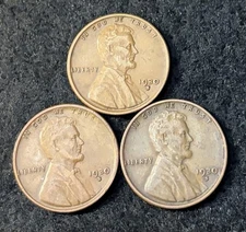 1930 S (3 Coins) Lincoln Wheat Pennies- Free Shipping